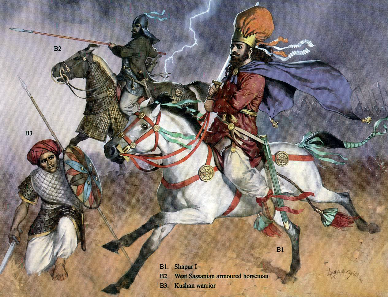 Войска персии. Армия империи Сасанидов. Сасаниды Шапур 1. Персидский воин Сасаниды. Ангус МАКБРАЙД художник исторического жанра.